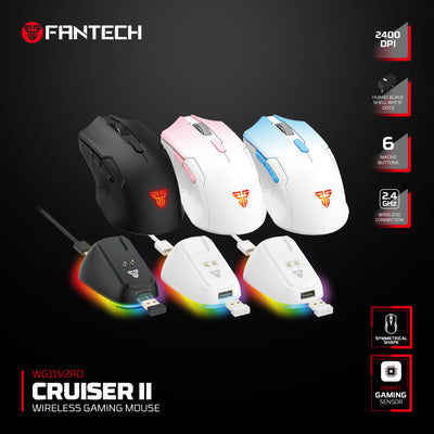Fantech Cruiser II WG11V2RD Wireless RGB Gaming Mouse & Charging Dock Combo